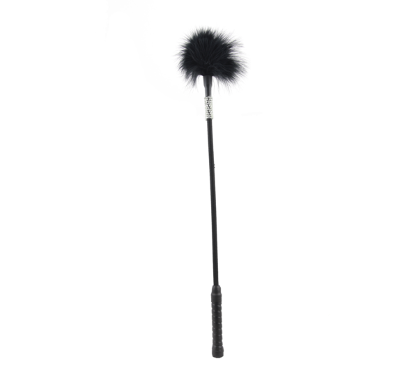 Love in Leather Fluffy Feather Tickler with Diamante Handle Black CRO020 3181502000006 Detail.png