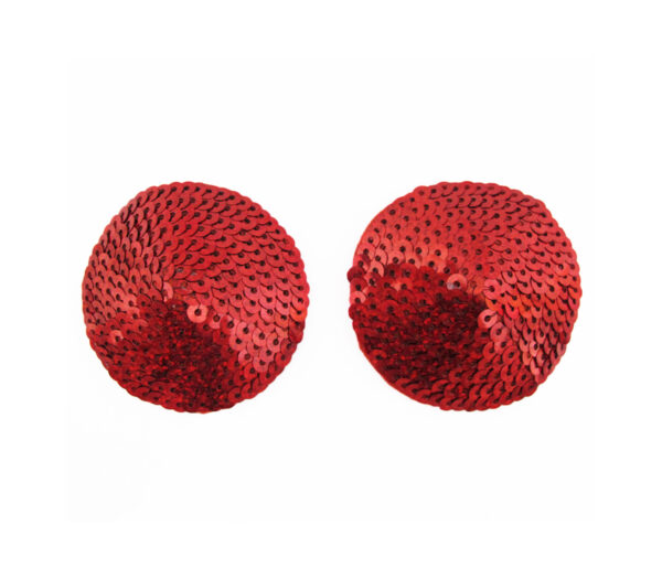Love in Leather Round sequin nipple pastie cover burlesque Red NIP013RED 1491601318547 Detail.jpg