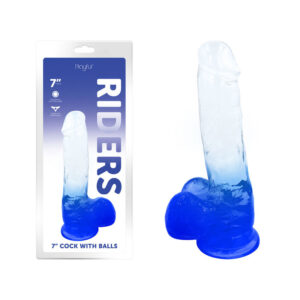 Playful Riders 7 Inch Cock with Balls Ombre Blue Clear LYQ22 0220 Blue 6925301800071 Multiview.jpg