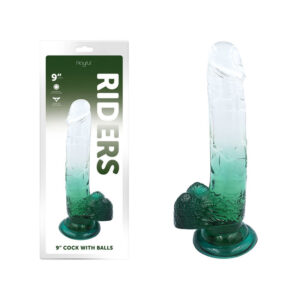 Playful Riders 9 Inch Cock with Balls Ombre Green Clear LYQ22 0219 1 Green 6925301800118 Multiview.jpg