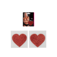 Cottelli – Heart shaped Nipple Stickers Pasties (Red Glitter)