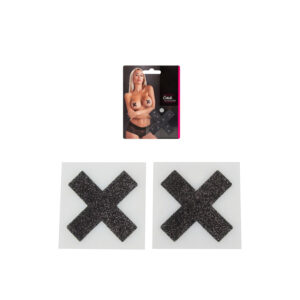 Cottelli X shaped Nipple Stickers Pasties Black Glitter 0773158 4024144773978 Multiview.jpg
