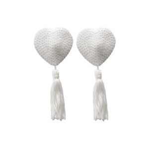 love in leather Heart Shaped Sequin Nipple Pasties with Fabric Tassels White White NIP002WHT 1491600223828 Detail.jpg